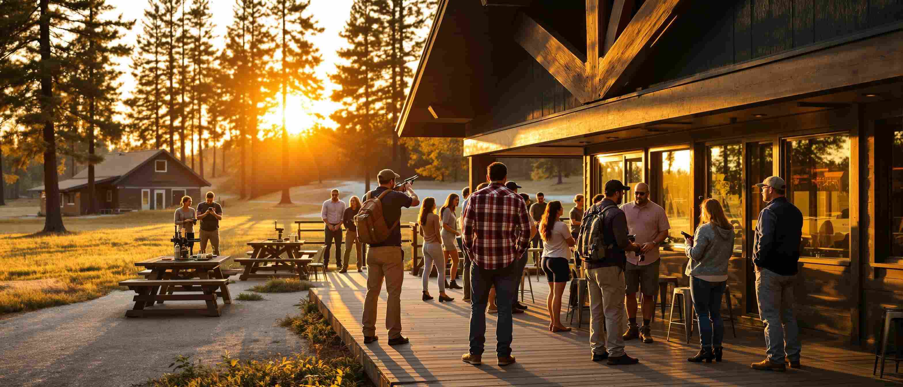 Arrowhead Gun Club members gathering at sunset
